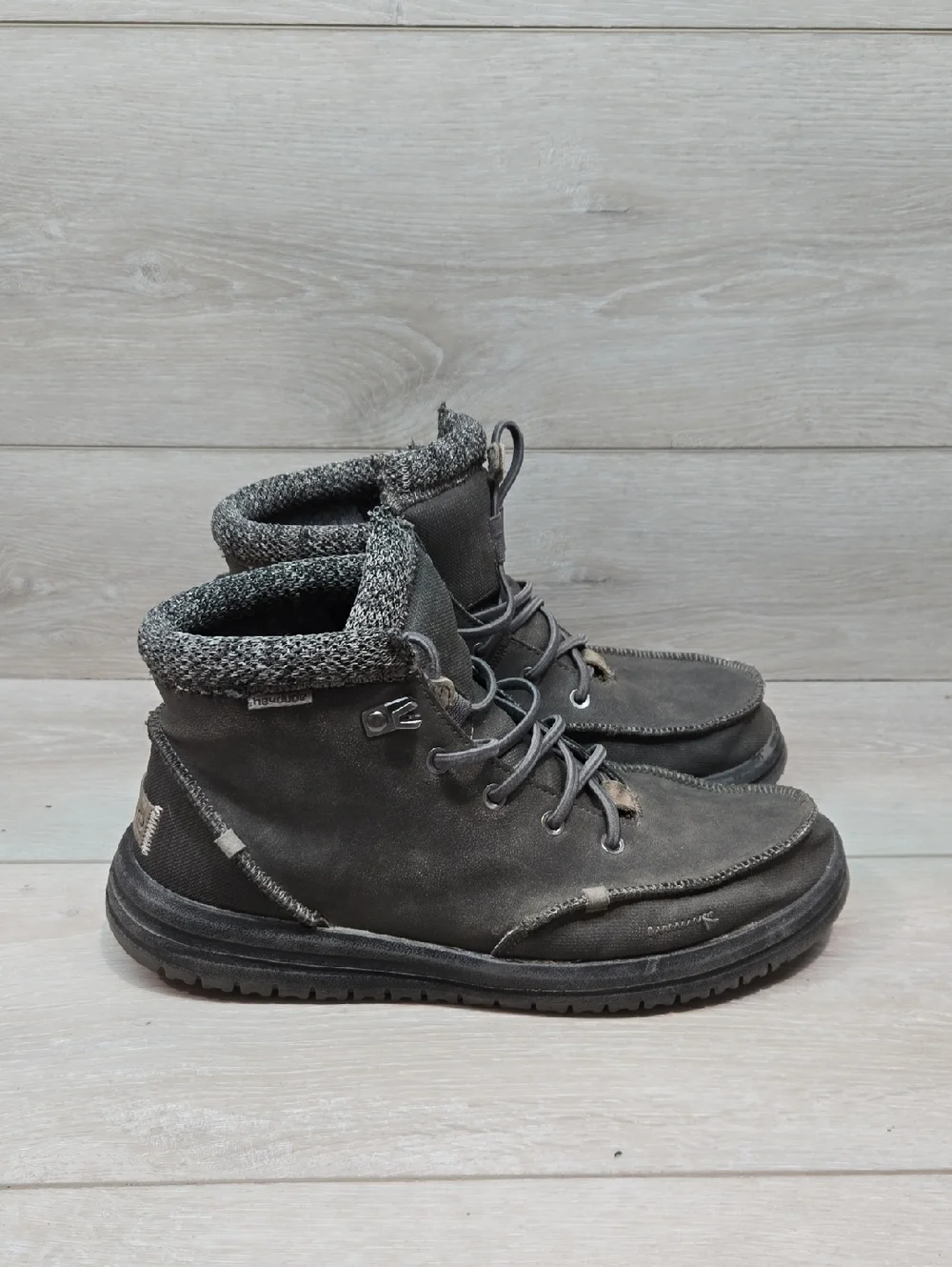 Hey Dude Men's Bradley Granite Gray Suede High Top Ankle Boots Shoes Sz 9